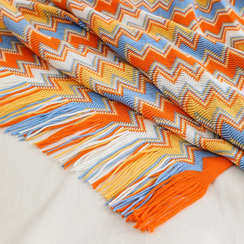Lisslune | Chevron Knit Throw Blanket
