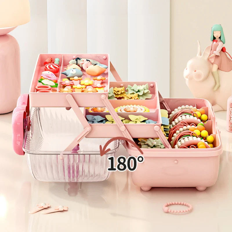 Rynx | Multi-layer Hair Accessories Storage Box for Girls Hairpin Organizer Large Capacity Jewelry Case Hairband Hairband Stand