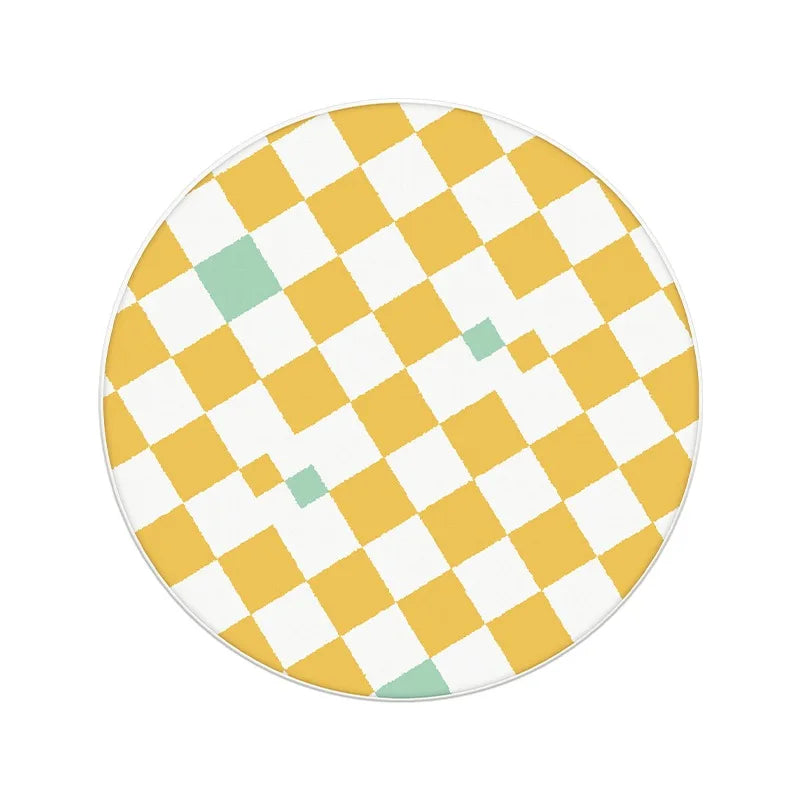 Rynx | Minimalist checked rug bedroom nightstand rug living room study rugs anti-slip thickened rugs round grid rug Tapis IG