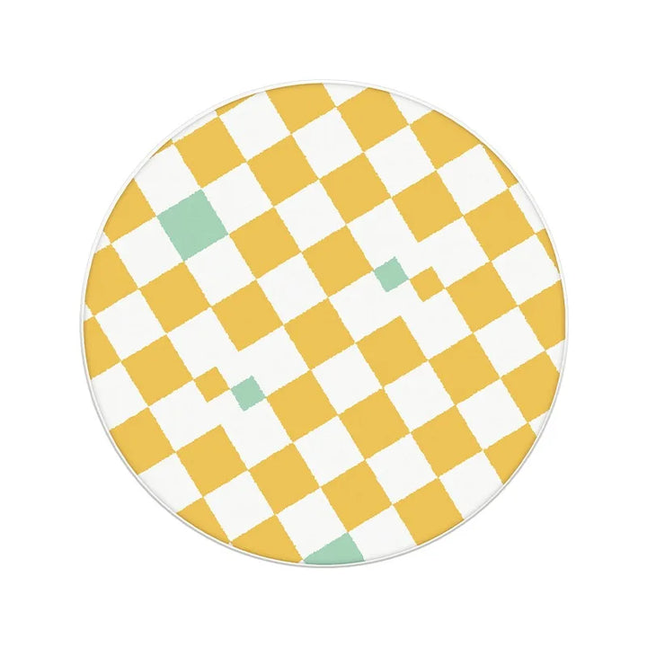 Rynx | Minimalist checked rug bedroom nightstand rug living room study rugs anti-slip thickened rugs round grid rug Tapis IG