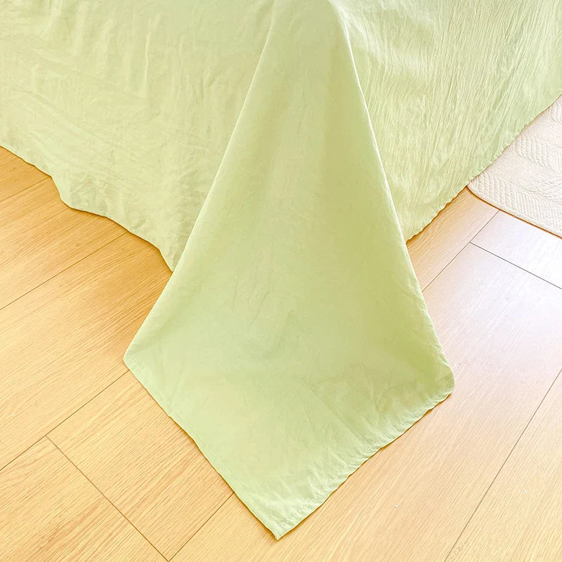 Rynx | Green striped duvet cover pillowcase and solid colored sheets in bedding set adult girl's bedding washed cotton bedding