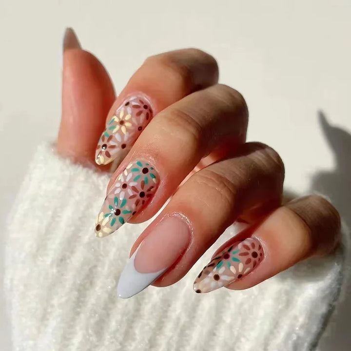 Rynx | Hand-painted Daisy Bee Nail Art Purple Color Art Nails Fashion Removable Ready Artificial Nails Press on Nails with Glue