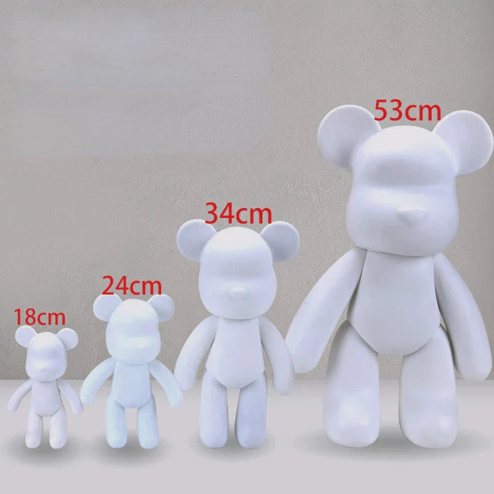 Lisslune | Graffiti Painted Fluid Violent Bear White Body Ornaments DIY Handmade Personalized Model Home Desktop Decoration Accessories New