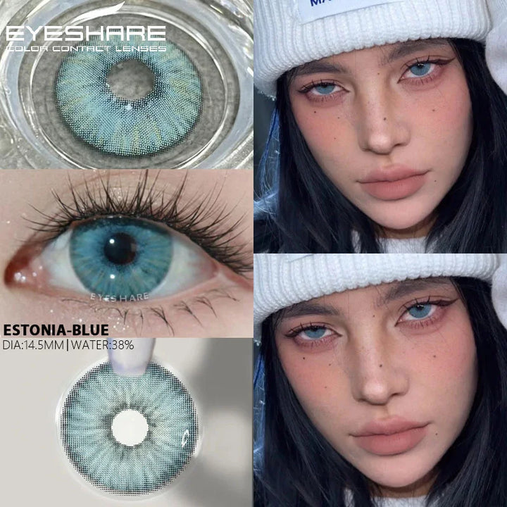 Rynx | Colored Contact Lenses for Eyes Gray Pupil Lens Fashion Blue Eye Contacts Green Lenses Brown Lenses Yearly 2 Pieces/Pair