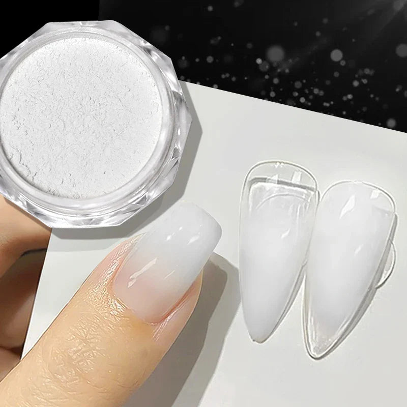 Rynx | Aurora Pearl White Nails Glitter Dust Chrome Gradient Rubbing on Powder Mirror Reflective Magnetic Pigment Nail Art Decorations