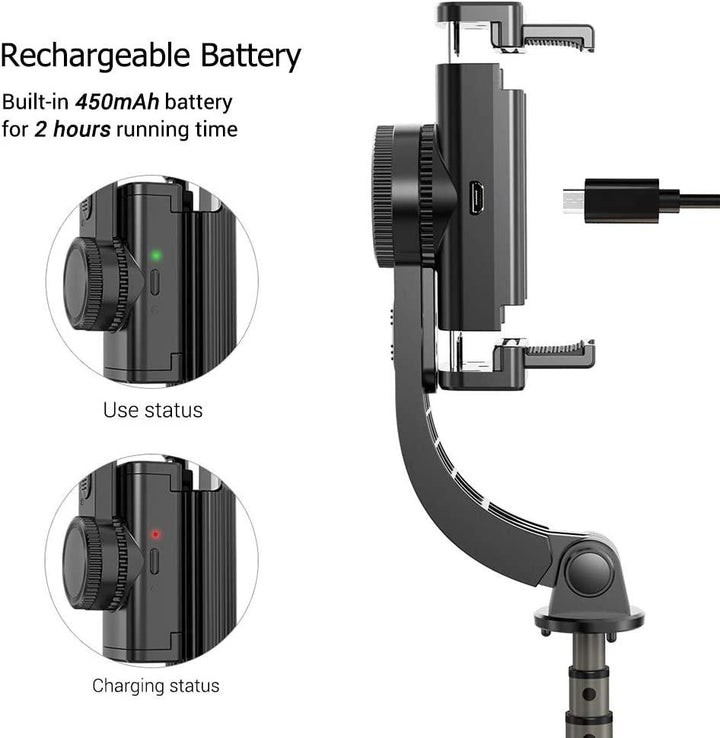 Lisslune | Versatile Bluetooth Gimbal Tripod Stabilizer with Wireless Remote for iPhone, Huawei, and Xiaomi