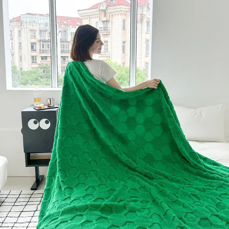 Rynx | New Tafu Velvet Cross Border Double-Sided Jacquard Football Grid Thick Duvet Cover for Bedding Sofa