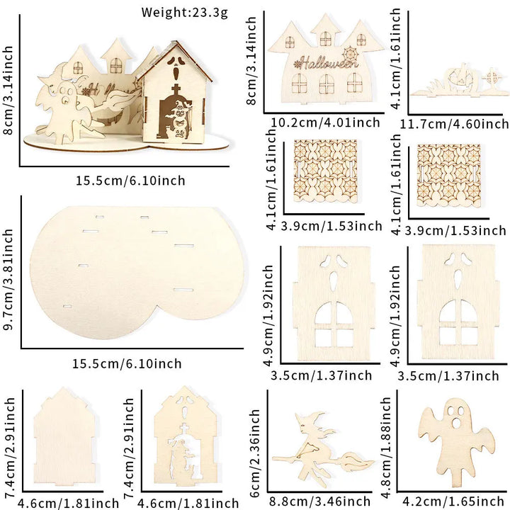 Rynx | Halloween Decoration, Wood Puzzle Ornaments, Halloween Home Decor, Castle Haunted House DIY Table Decoration