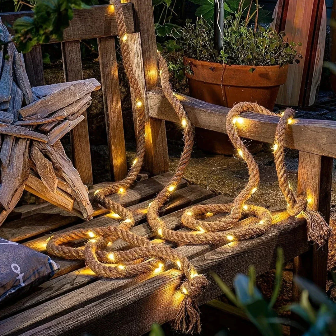 Lisslune | SolarRope | Solar-powered hemp rope light | Sustainable decorative lighting for garden & terrace