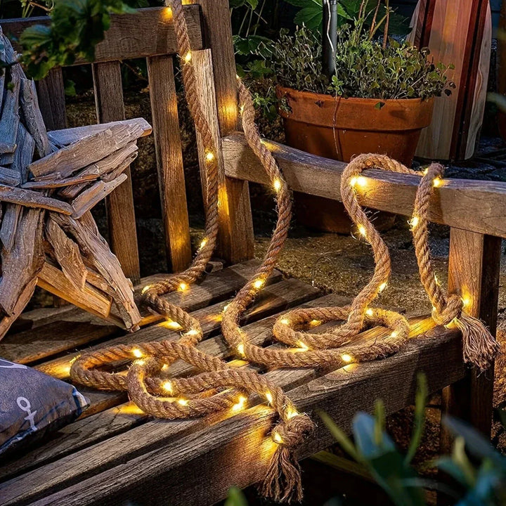 Lisslune | SolarRope | Solar-powered hemp rope light | Sustainable decorative lighting for garden & terrace