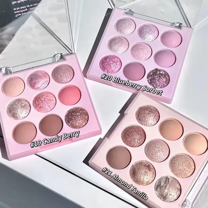 Rynx | Ice Cream Eyeshadow Palette Glitter Pink Aegyosal Blush Oat Milk Tea Purple Eyeshadow Cool Tones Korean Makeup Women Cosmetics