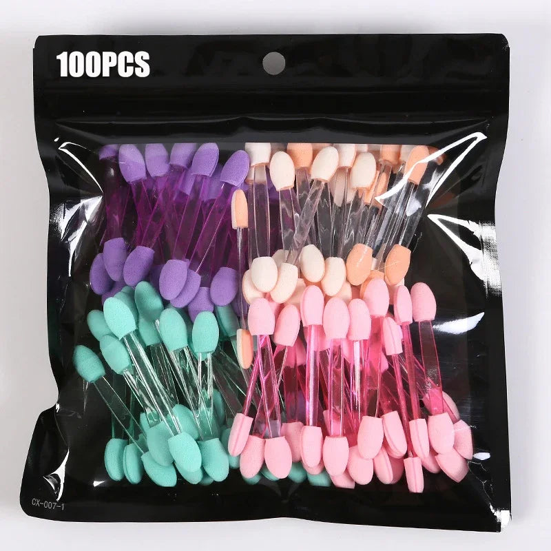Rynx | 10/100 pcs Small Portable Eyeshadow Applicators in Bulk Double Sponge Eyeshadow Brush Makeup Tools Double-Headed Eyeshadow Brush