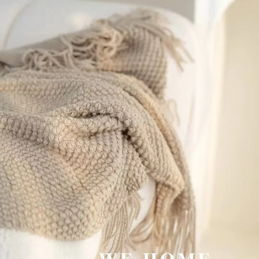 Rynx | Throws Nordic Style With Tassels Solid Color Throws Homestay Knitted Throws Brown Coffee Sofa Minimalist Design