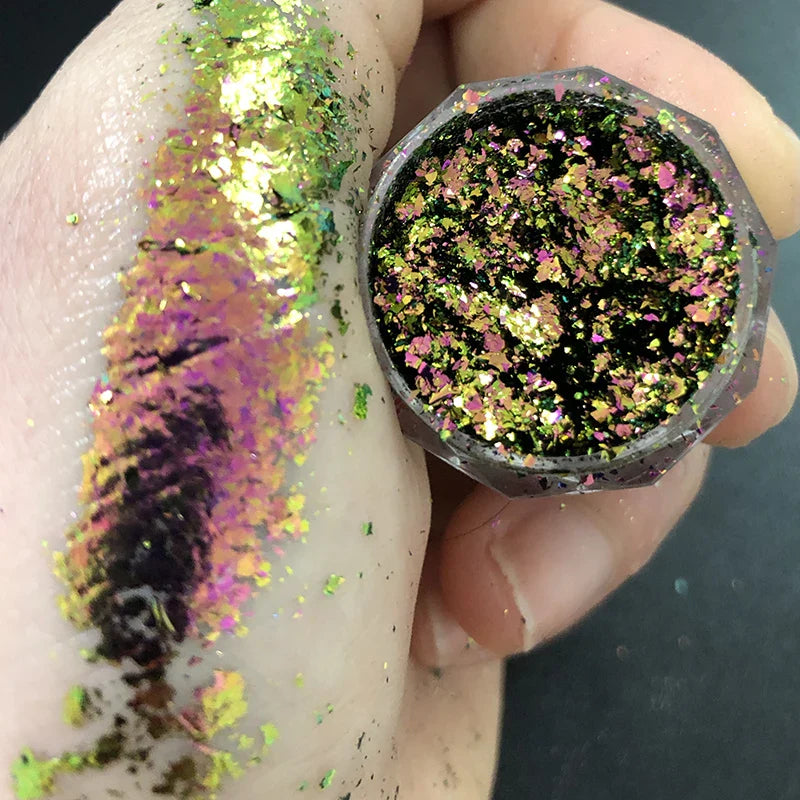 Rynx | 1 Glass Chameleon Nail Flakes Irregular Aluminum Foil UV Gel Polish Nail Sequins Paillettes Manicure Art Decoration Glitter Powder