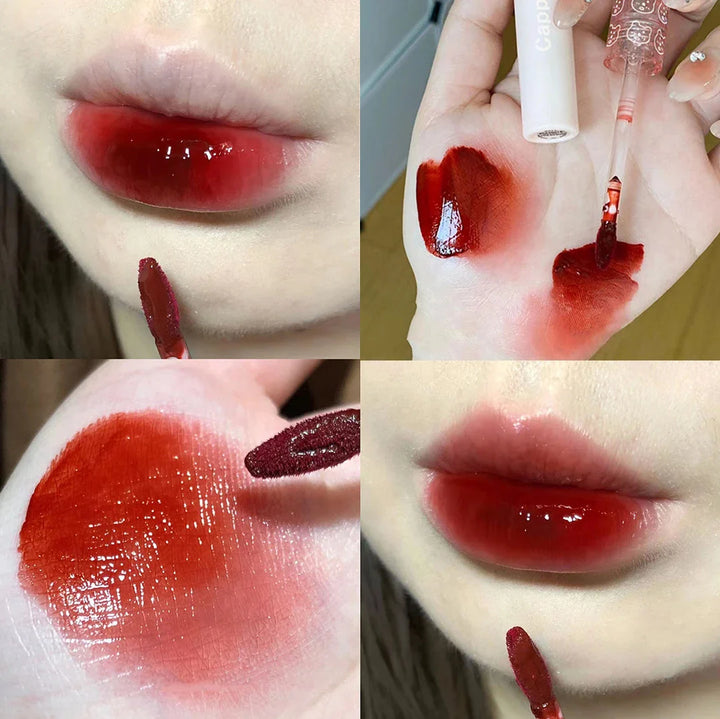 Rynx | Cherry Pink Mirror Water Lip Gloss 10 Colors Transparent Glass Lip Oil Waterproof Liquid Lipstick Nude Brown Clear Shade Makeup