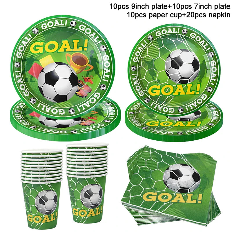 Rynx Football Party Disposable Tableware Paper Plates Cups Napkins Tablecloth Kids Boys Football Birthday Party Decor Supplies