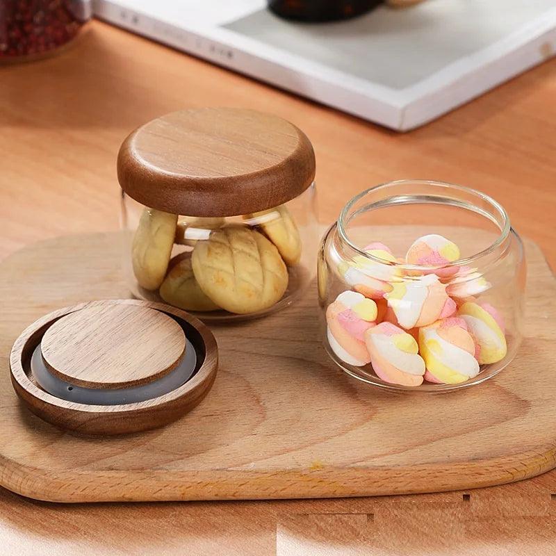 Lisslune | Airtight Glass Spice Jars with Acacia Wood Lid
