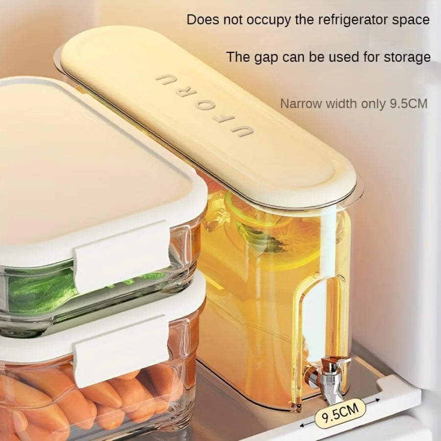 Rynx | 4l Refrigerator Plastic Cold Water Pot Faucet Kitchen Bar Water Dispenser Leak-Free Heat-Resistant Drink Bucket