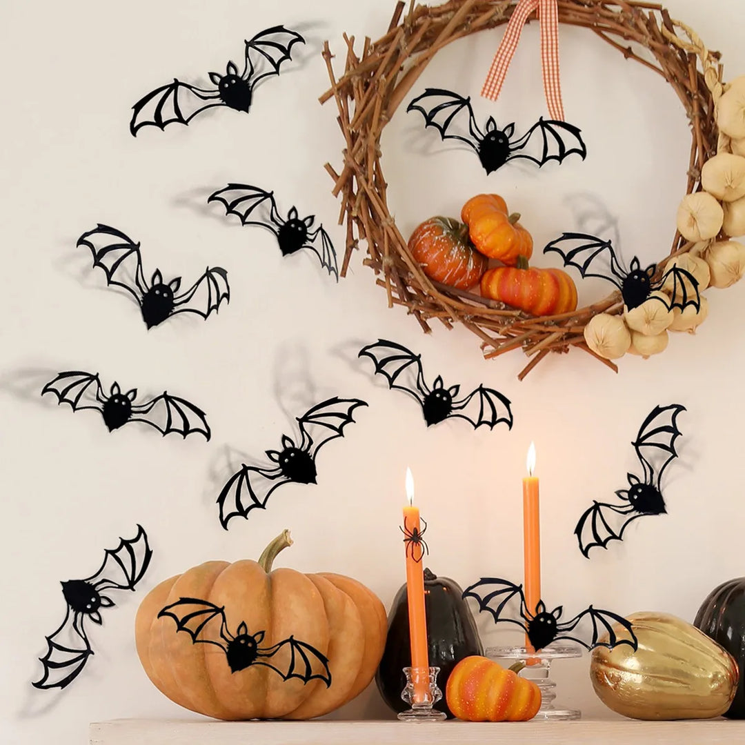 Rynx | Creative 3D Bat Wall Stickers Halloween Decorative Wall Stickers Happy Halloween Party Supplies Background Wall Decoration