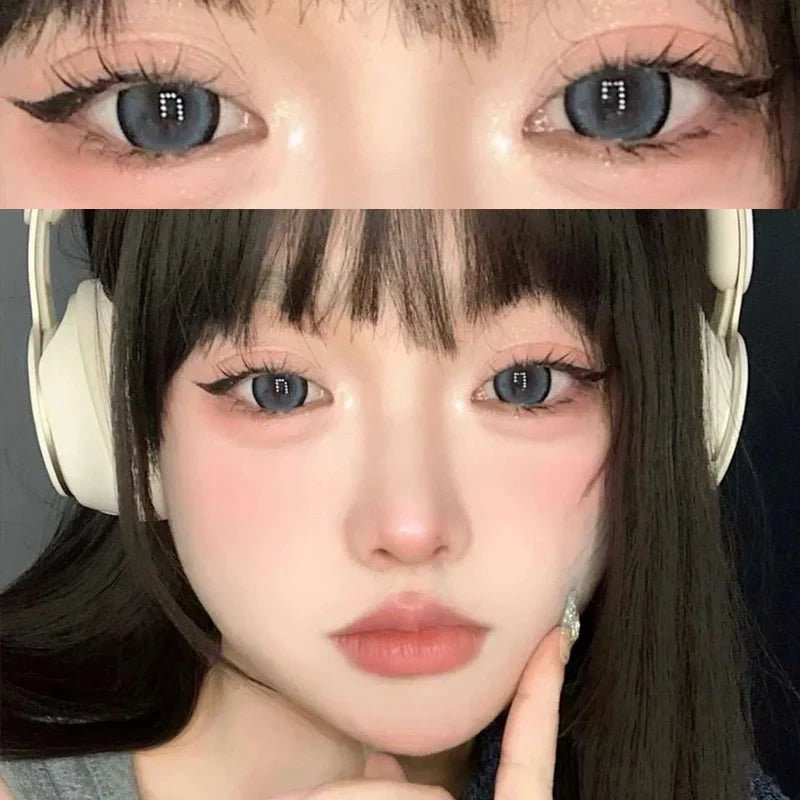 Rynx | 2pcs Annual Contact Lenses Eyes Cartoon Eye Large Diameter Lens Natural Pupil Colors Cosmetics with Diopters Myopia Lens