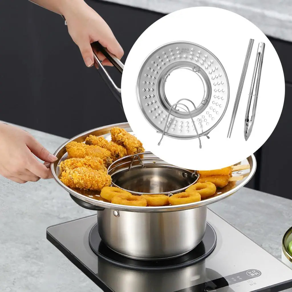 Lisslune | Splashproof Frying Oil Filter Tray Kitchen Strainer Rack