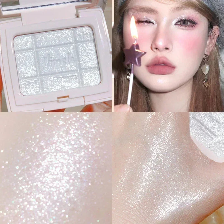 Rynx | Long-lasting Highlighter Eyeshadow Silky Diamond Highlighter Powder Glitter 3D Face Contour Shimmer Illuminator Makeup Cosmetics