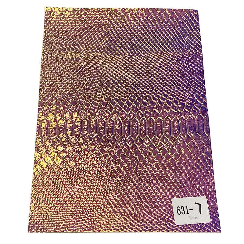 Lisslune | Iridescent holographic synthetic leather craft sheet with snakeskin embossing