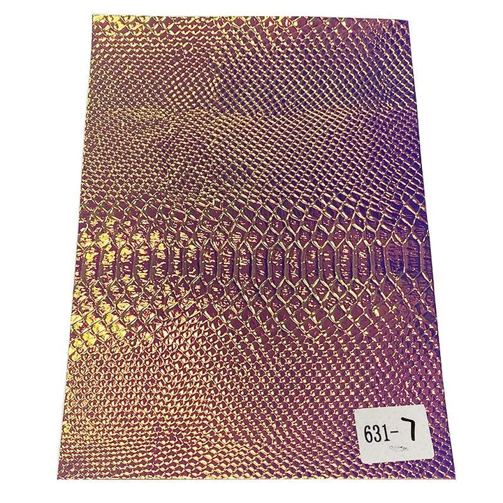 Lisslune | Iridescent holographic synthetic leather craft sheet with snakeskin embossing