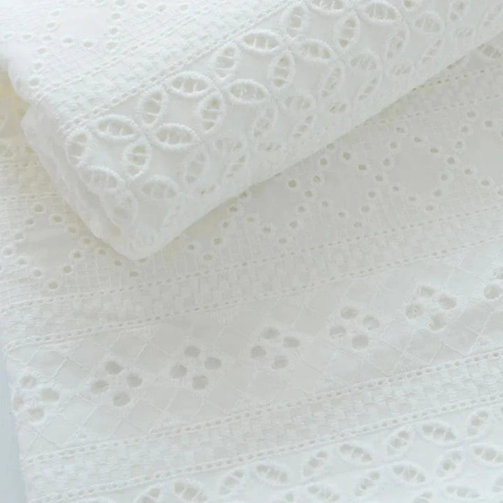 Lisslune | Elegant 100% Cotton White Lace Material