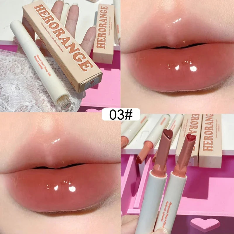 Rynx | New Mirror Glass Solid Lip Lacquer Water Light Heart Shape Lipstick Pen Clear Oil Gel Lip Balm Korean Tint Makeup Girl Cosmetics