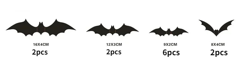 Rynx | 12-120 pieces Halloween decoration 3D black PVC bat Halloween party DIY decor wall stickers bar room Halloween party spooky decor