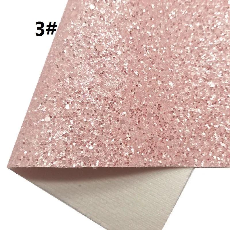 Lisslune | Sparkling Pink Chunky Glitter Synthetic Leather Craft Sheets - Essential for DIY Creators