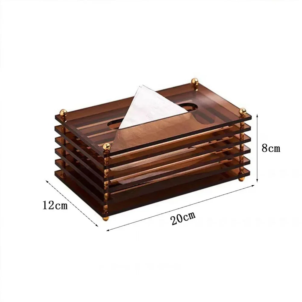 Rynx | Acrylic Tissue Box Creative Tissue Storage Box Three-Dimensional Napkin Holder Coffee Table Paper Drawer Home Decor