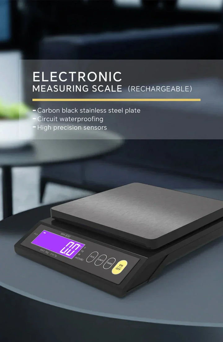 Lisslune | 5 kg/0.1 g and 10 kg/1 g digital electronic kitchen scale, LCD display, fully waterproof stainless steel weighing tool for baking