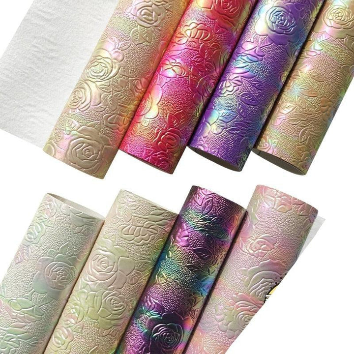 Lisslune | Elegant Rose Embossed Synthetic Leather Craft Sheets for Creative Projects