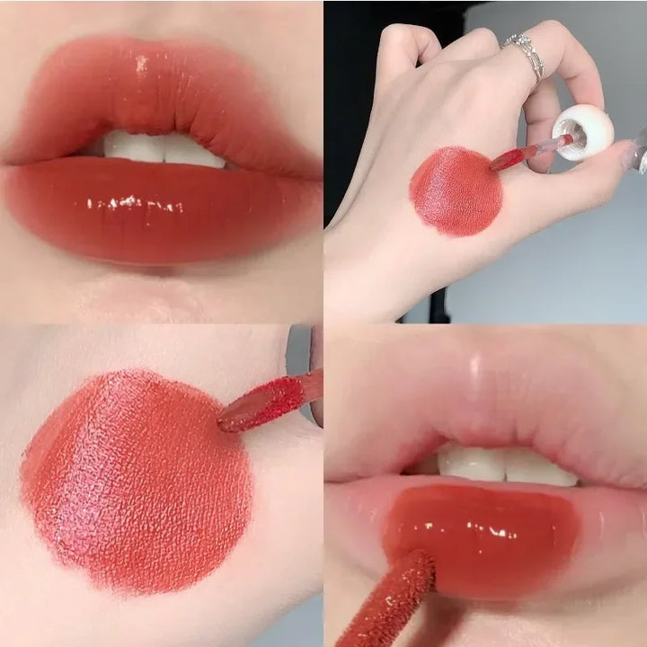 Rynx | Liquid Lipstick Non-sticky Cup Red Lip Color Iced Tea Lipstick Mirror Water Women Cosmetics Lip Lacquer Mist Lipstick Female Makeup