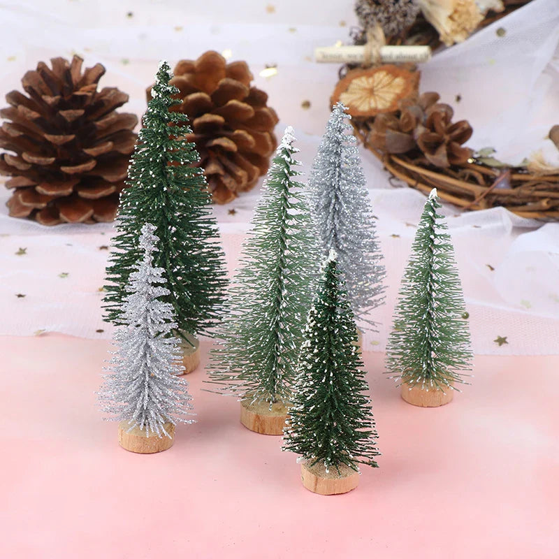 Rynx | 3-piece Christmas tree mini pine with wooden base DIY table decoration miniatures S/L (7/9cm)