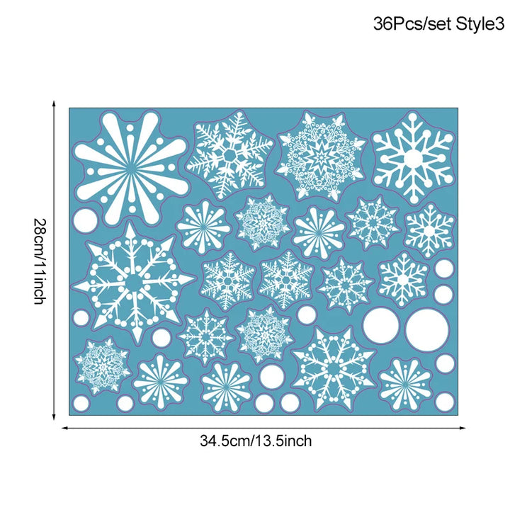 Rynx 36 Pieces/Set White Snowflake Christmas Wall Stickers Glass Window Stickers Christmas Decoration for Home New Year Gift Navidad 2024