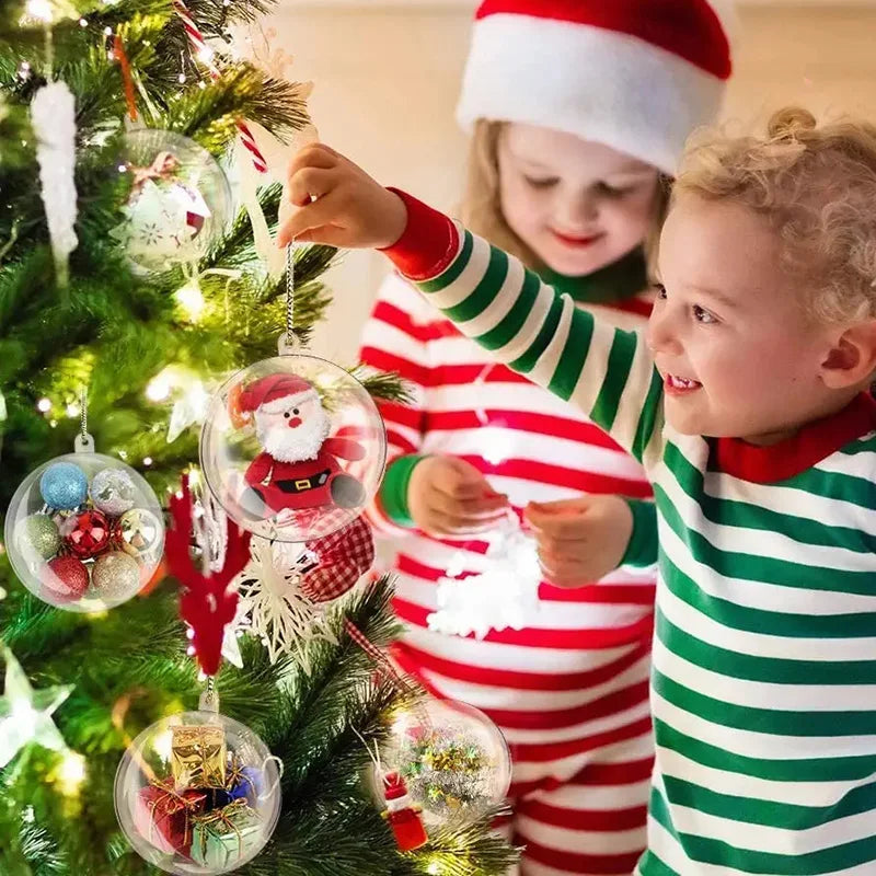 Rynx 4-10CM Christmas Transparent Ball Plastic Fillable Bauble Xmas Tree Hanging Ornaments Decoration for Home Wedding Party Gift Box