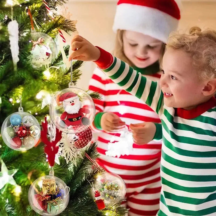 Rynx 4-10CM Christmas Transparent Ball Plastic Fillable Bauble Xmas Tree Hanging Ornaments Decoration for Home Wedding Party Gift Box