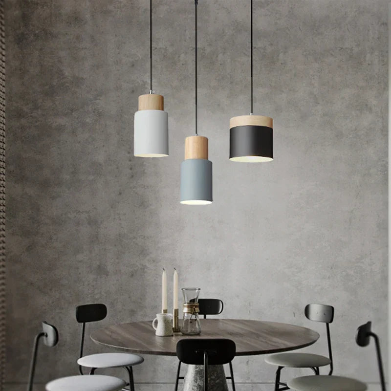 Lisslune | Nordic LED Pendant Lights Made of Metal and Wood - Modern Hanging Lamps for Dining Room and Kitchen