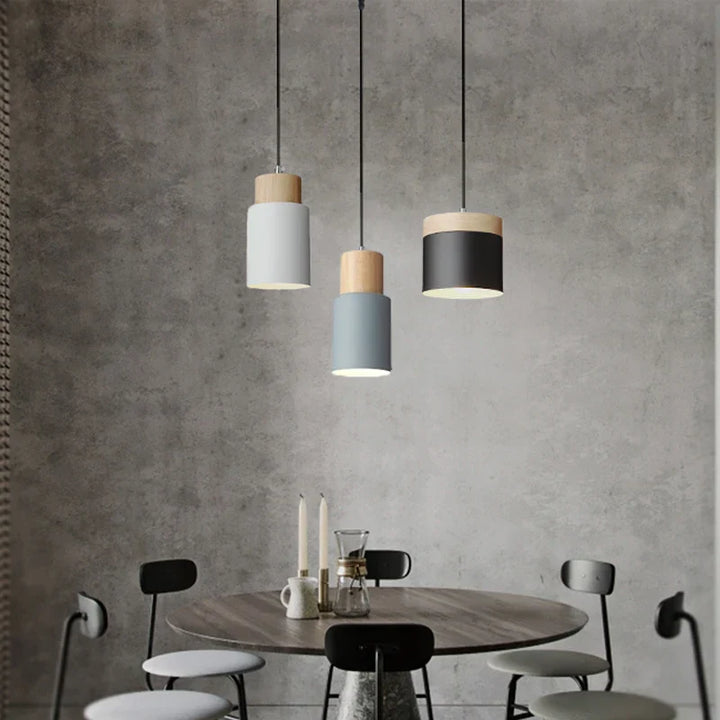 Lisslune | Nordic LED Pendant Lights Made of Metal and Wood - Modern Hanging Lamps for Dining Room and Kitchen