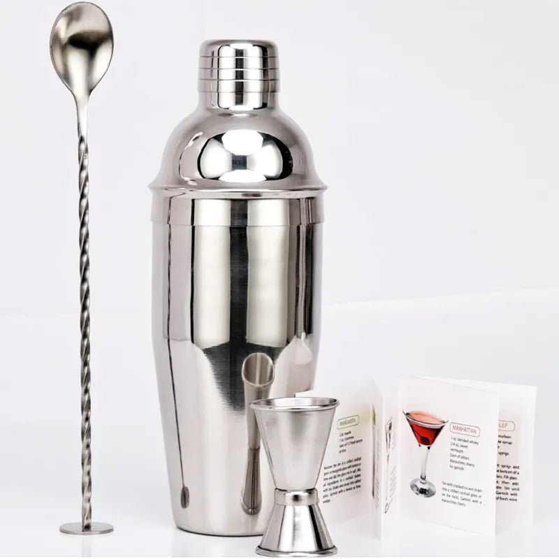 Lisslune | 550 ml/750 ml Stainless Steel Cocktail Shaker Mixer Drink Bartender Set Bar Set Tools With Wine Rack Stand Tool for Birthday Gift