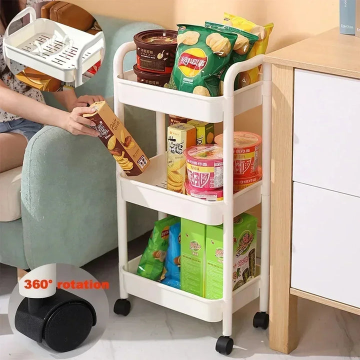 Rynx | Mobile Storage Cart Trolley Organizer Household Kitchen Multifunction Cart with Wheels Home Accessories Multi-tiered Bookshelf