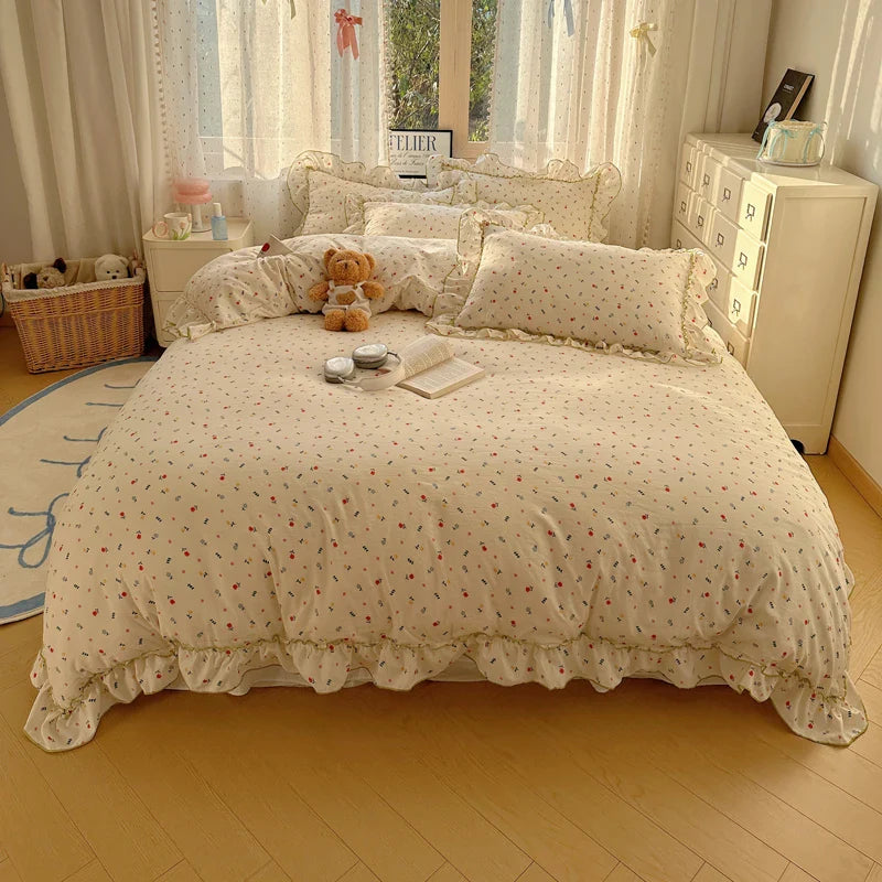 Rynx | Cute Print Bed Sheet Set Girls' Room Bedding Set Single/Double/Queen/King Size Bedding Set Soft Bedding sábanas para cama