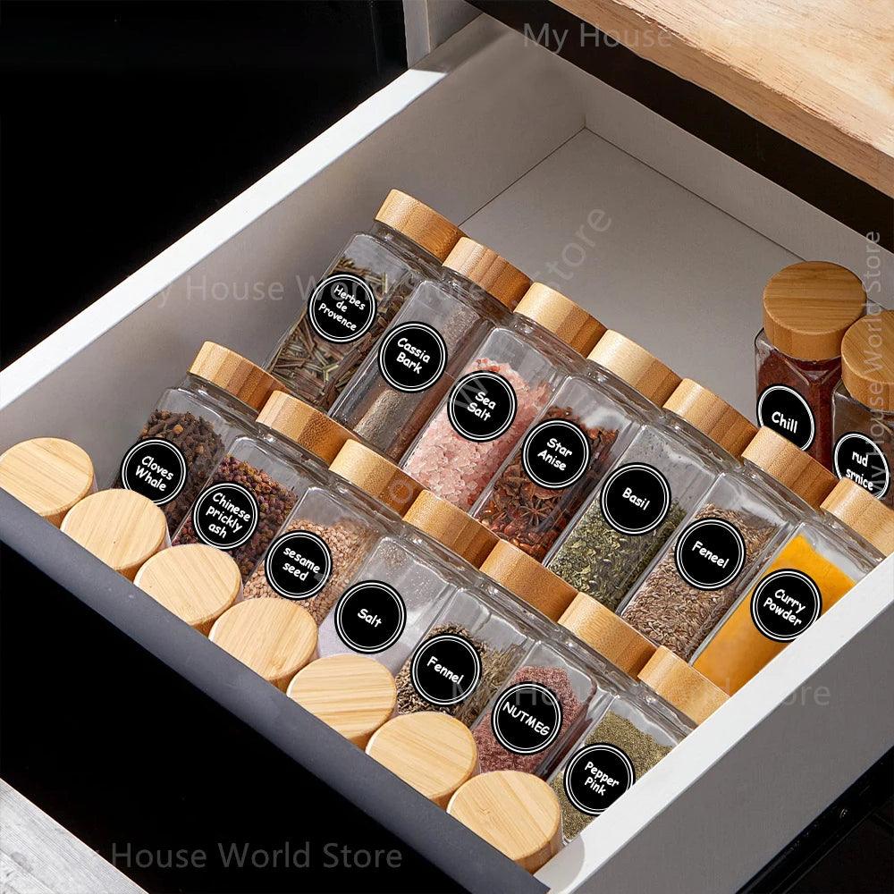 Lisslune | Elegant Glass Spice Jars with Bamboo Lids - 4oz Spice Containers for Organized Kitchen Storage