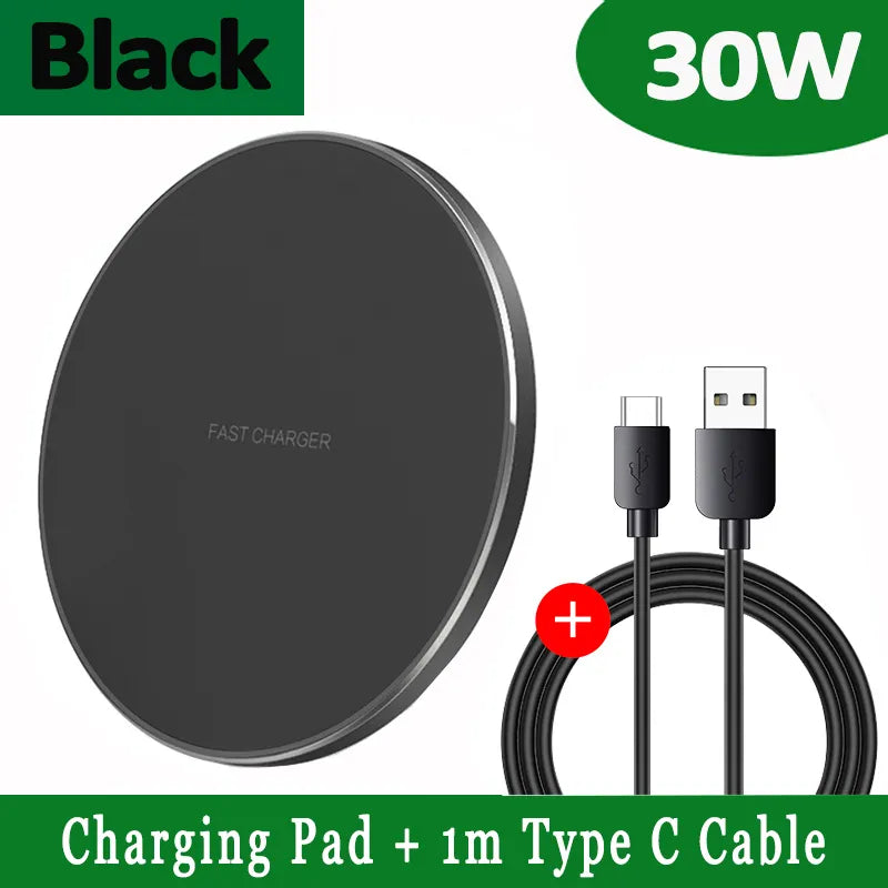 Lisslune | 30W Fast Wireless Charging Pad | Premium USB C Charging Cable MagSafe Charger for Apple iPhone, Samsung & Android - Fast Wireless Charging Pad