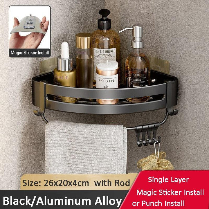 Lisslune | Stylish Aluminum Corner Shelf without Drilling for Easy Installation