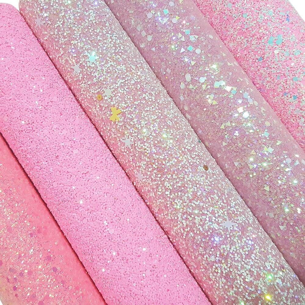 Lisslune | Glamorous Pink Shiny Glitter Fabric Roll for Impressive Handbags and Accessories