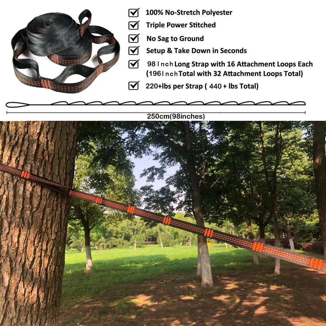 Lisslune | Zowee Ultimate Adventure Hammock Set with Tree Straps & Heavy Carabiners | Ultra-Durable Parachute Nylon
